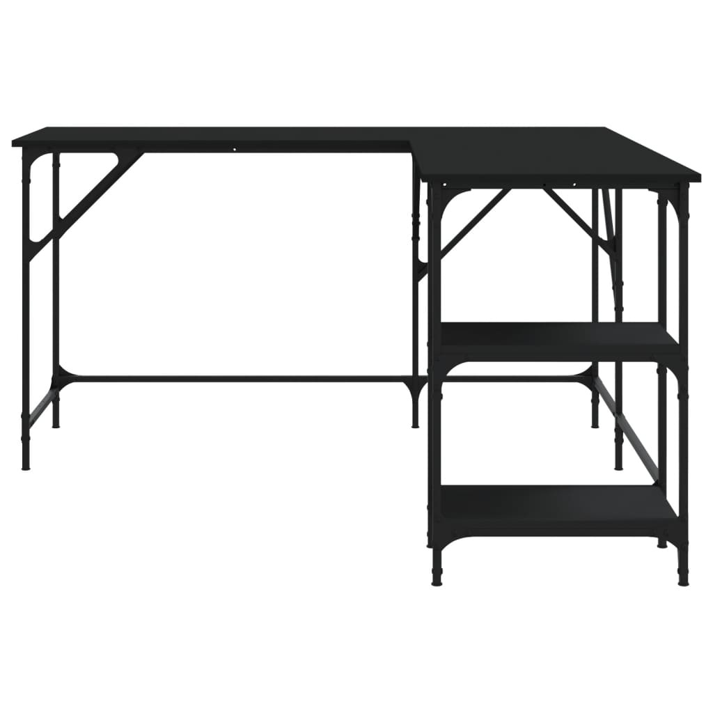 VidaXL Bureau 139x139x75 cm bewerkt hout zwart