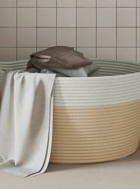 vidaXL Opbergmand Ø 40x25 cm katoen beige en wit