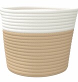 vidaXL Opbergmanden 2 st Ø 24x18 cm katoen beige en wit