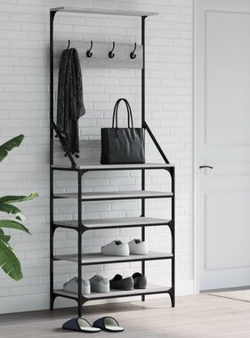 VidaXL Kledingrek met schoenenrek 70x34x184 cm grijs sonoma eikenkleur