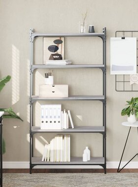 VidaXL Boekenkast 5-laags 80x30x154 cm bewerkt hout grijs sonoma eiken