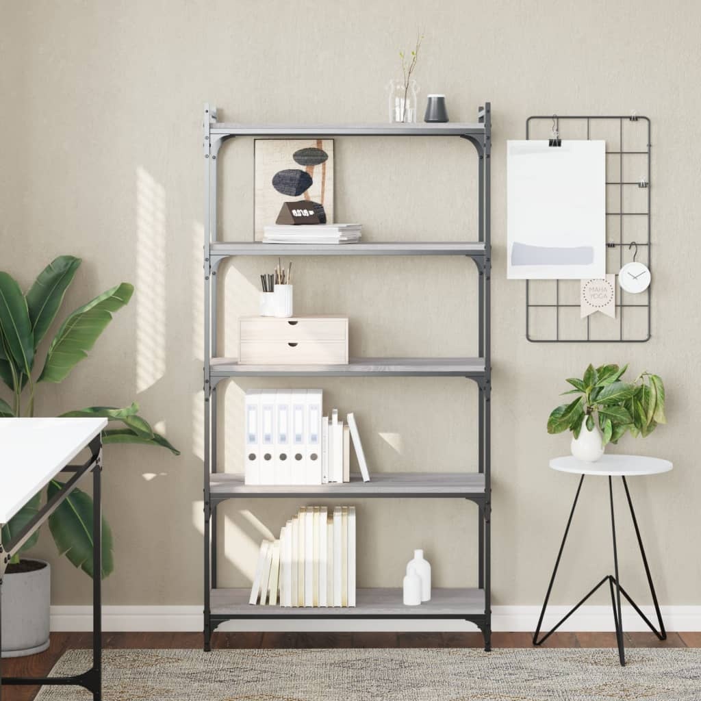 VidaXL Boekenkast 5-laags 80x30x154 cm bewerkt hout grijs sonoma eiken