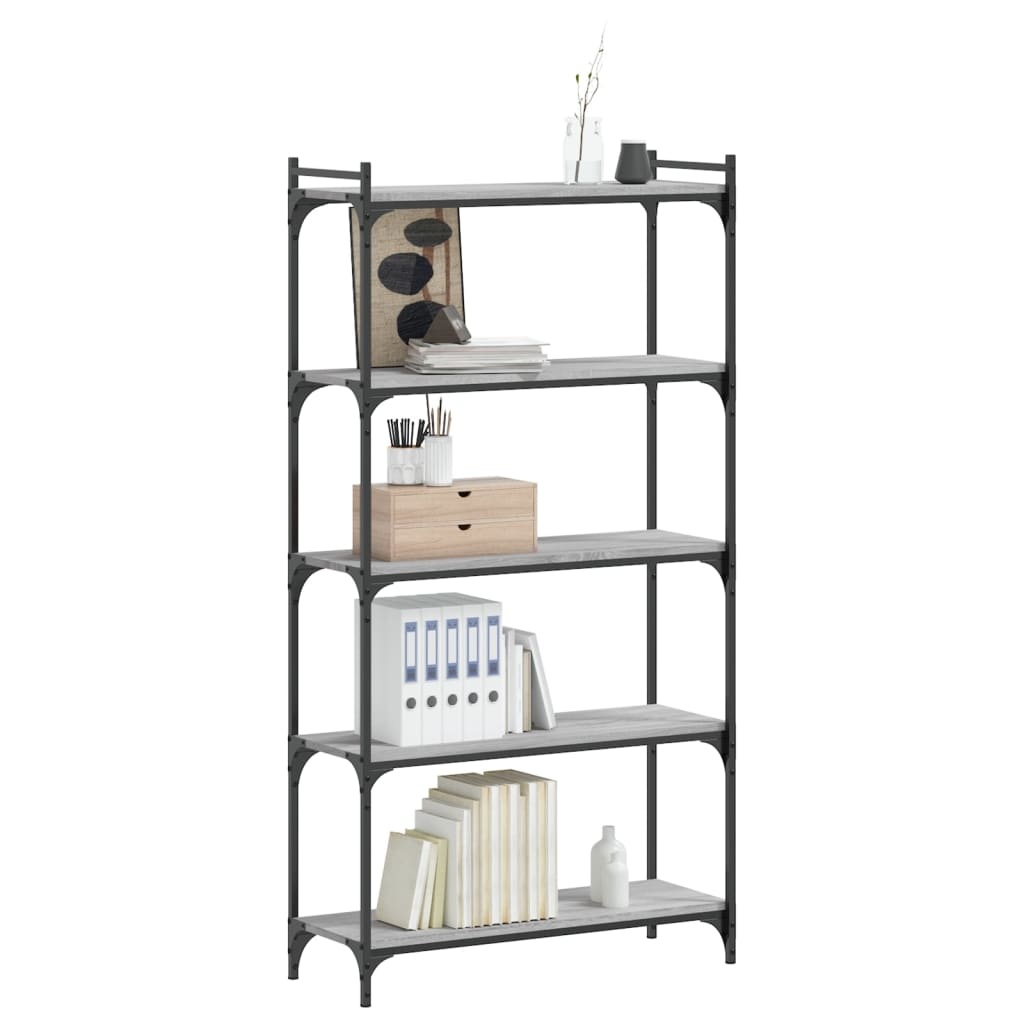 VidaXL Boekenkast 5-laags 80x30x154 cm bewerkt hout grijs sonoma eiken