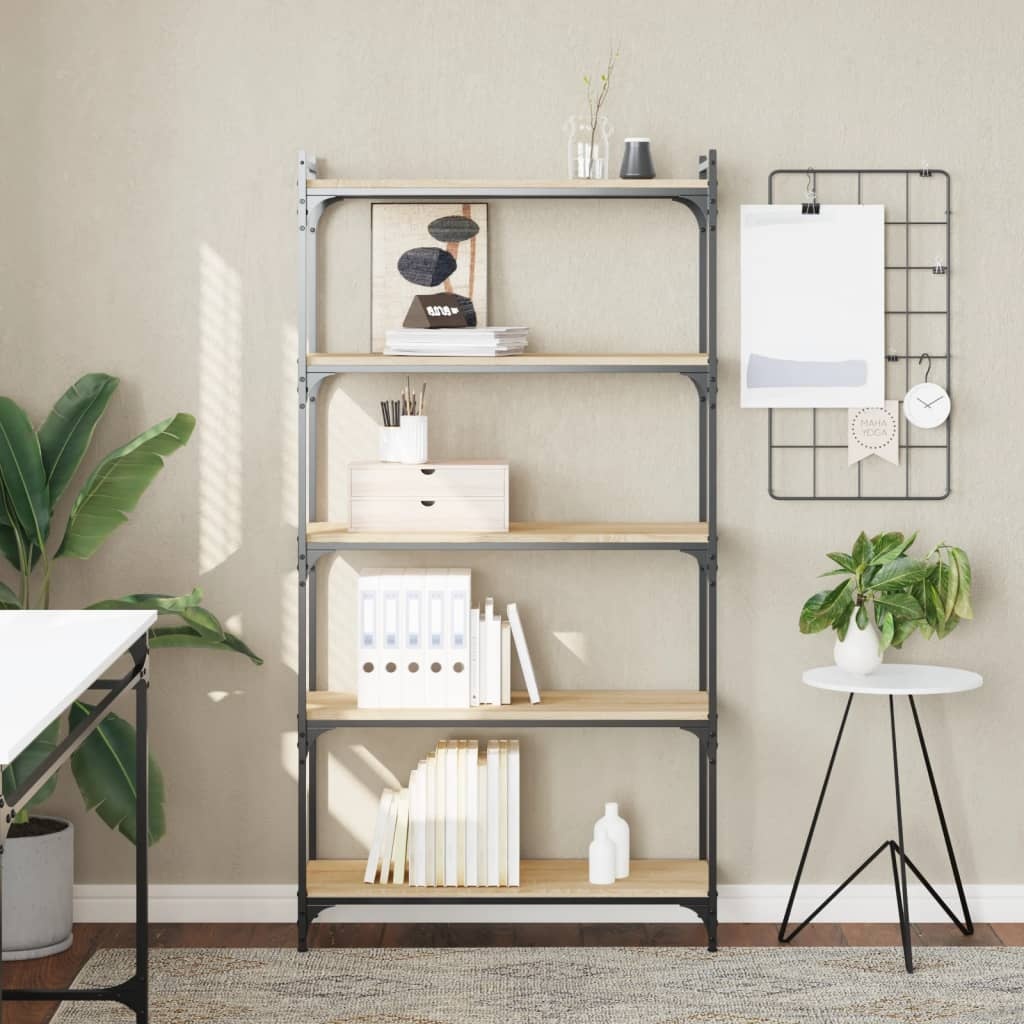 VidaXL Boekenkast 5-laags 80x30x154 cm bewerkt hout sonoma eikenkleur