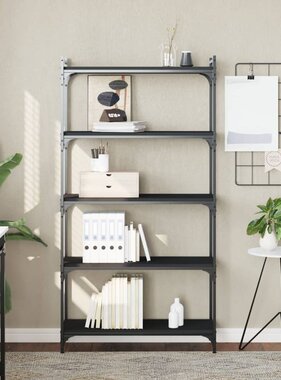 VidaXL Boekenkast 5-laags 80x30x154 cm bewerkt hout zwart