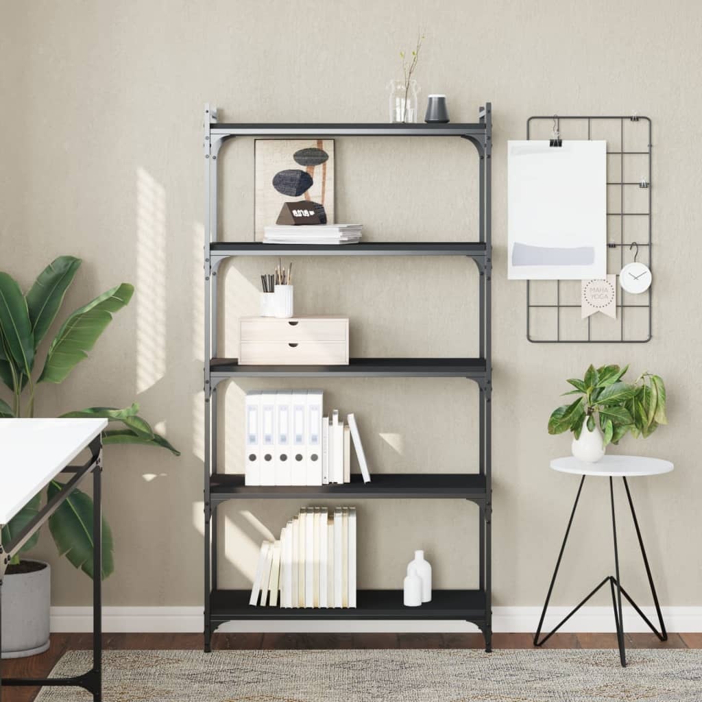 VidaXL Boekenkast 5-laags 80x30x154 cm bewerkt hout zwart