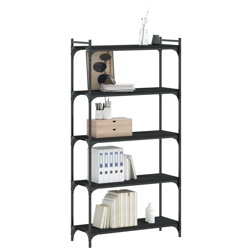 VidaXL Boekenkast 5-laags 80x30x154 cm bewerkt hout zwart