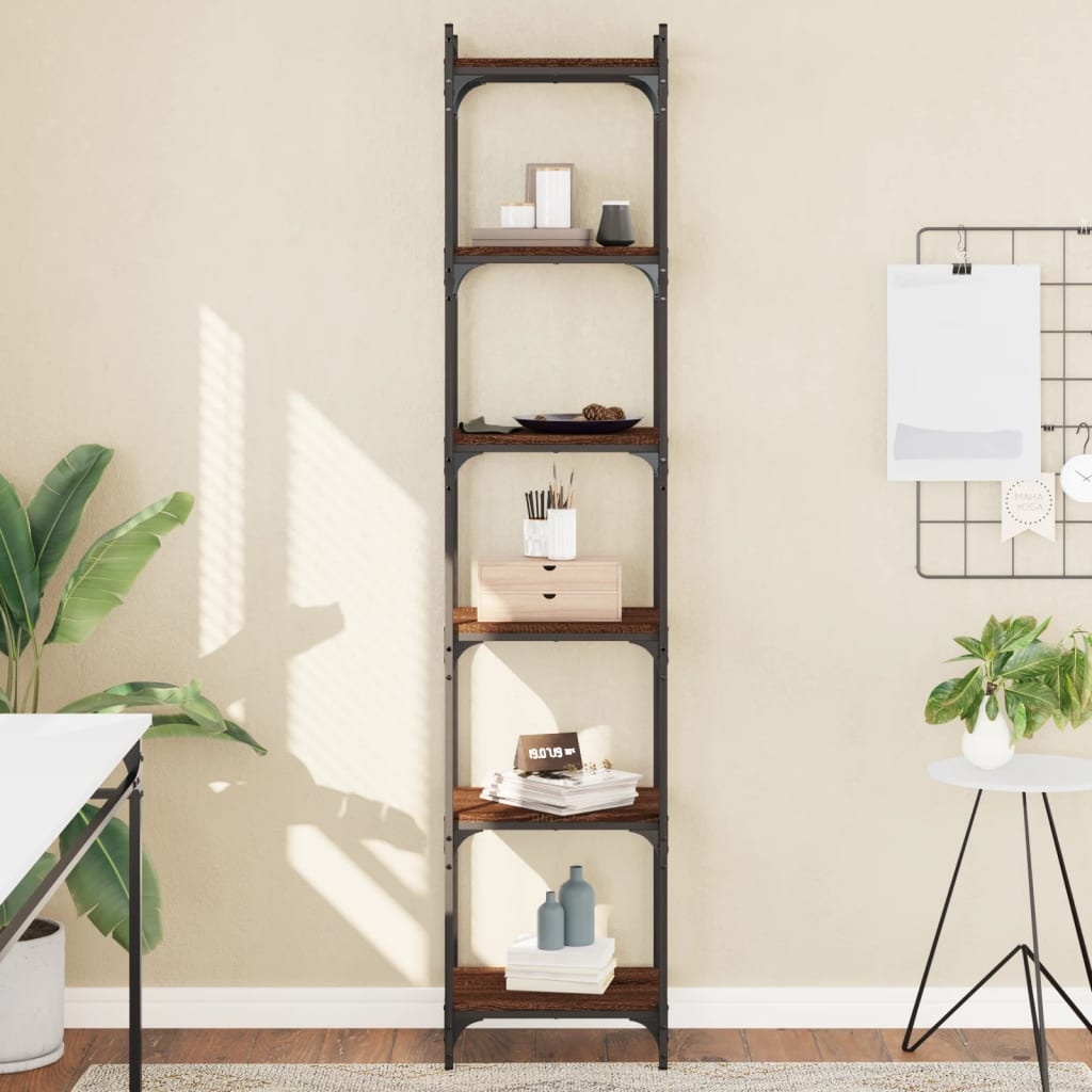 VidaXL Boekenkast 6-laags 40x30x188 cm bewerkt hout bruineikenkleurig