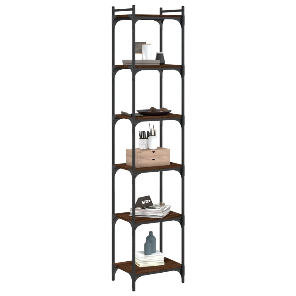 VidaXL Boekenkast 6-laags 40x30x188 cm bewerkt hout bruineikenkleurig