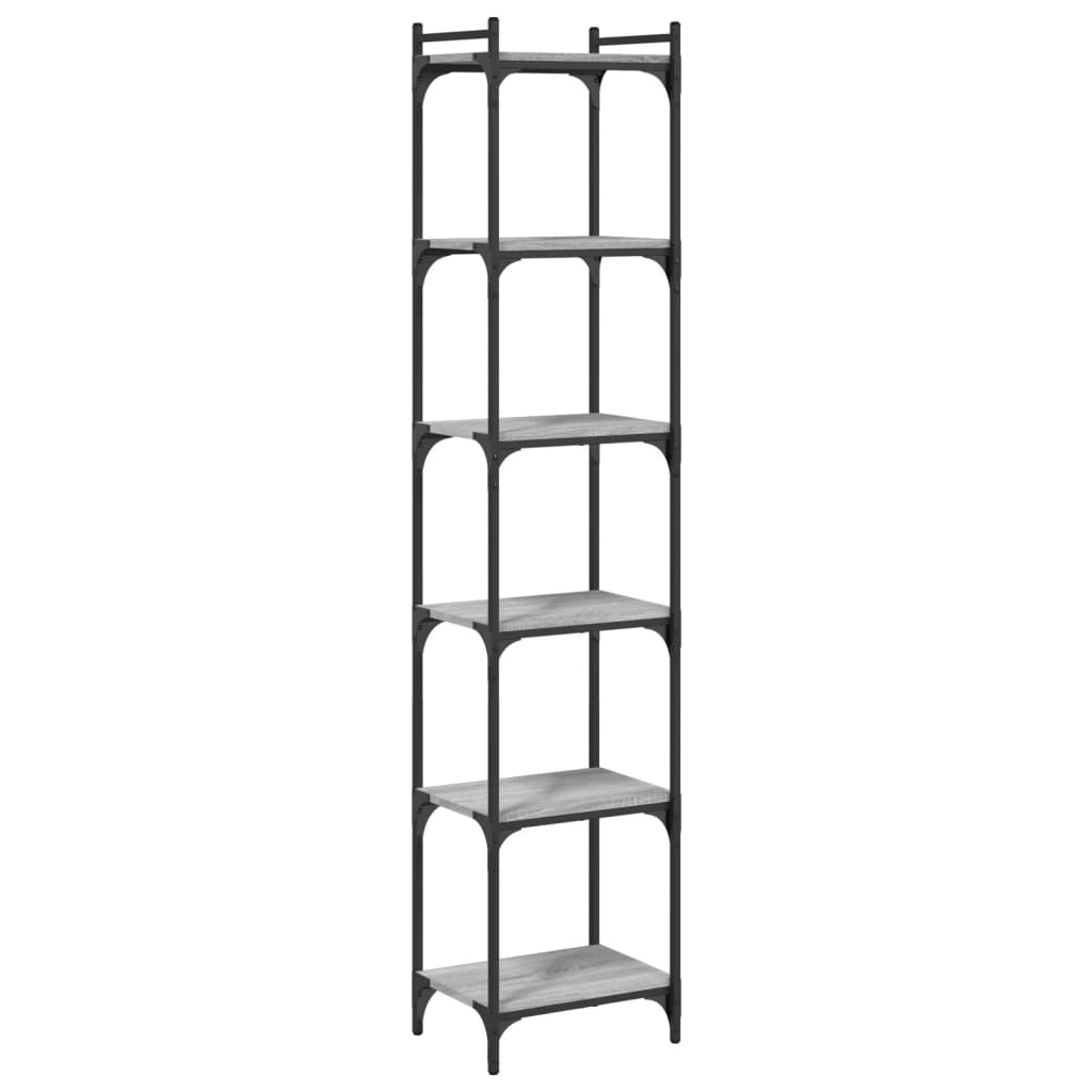 VidaXL Boekenkast 6-laags 40x30x188 cm bewerkt hout grijs sonoma eiken