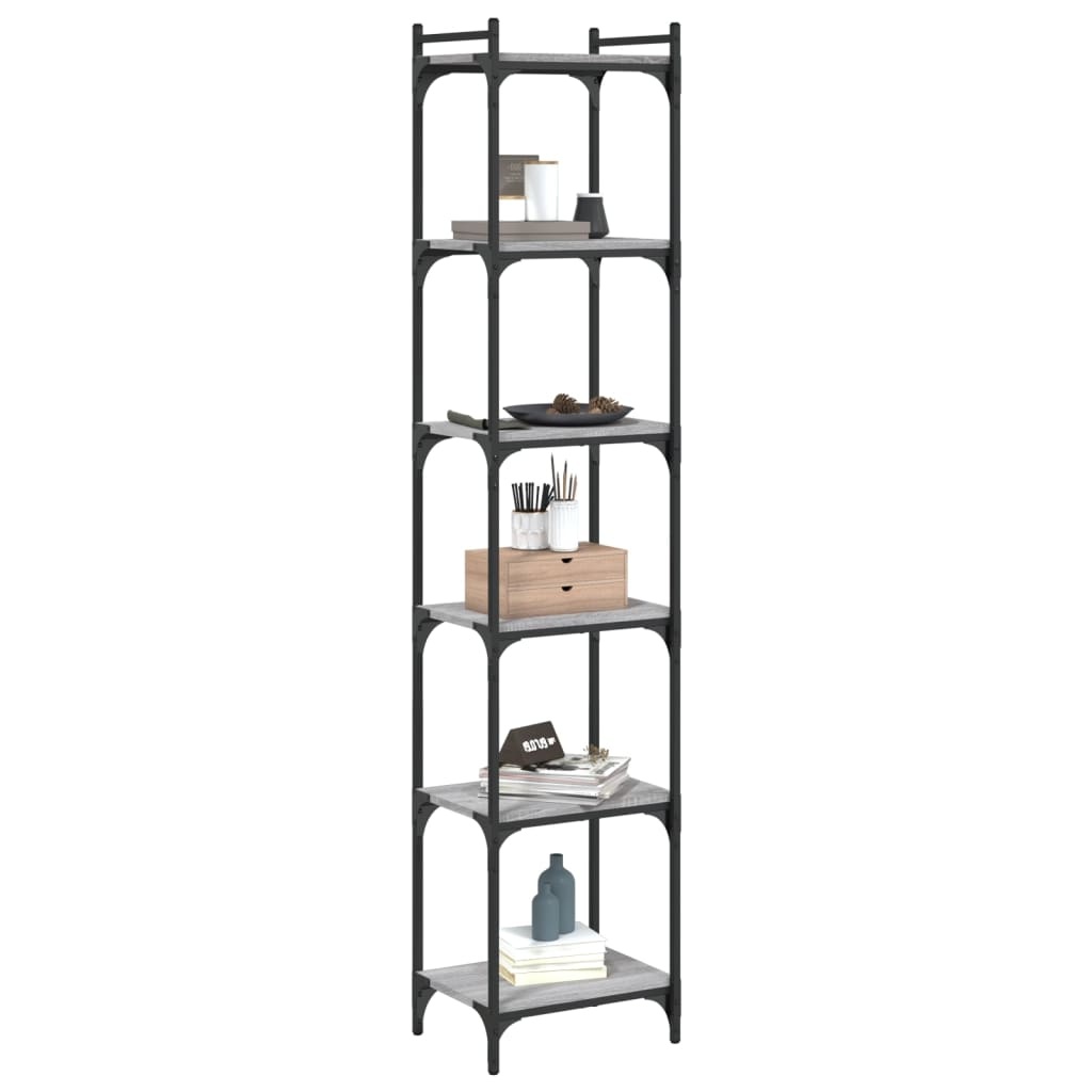 VidaXL Boekenkast 6-laags 40x30x188 cm bewerkt hout grijs sonoma eiken
