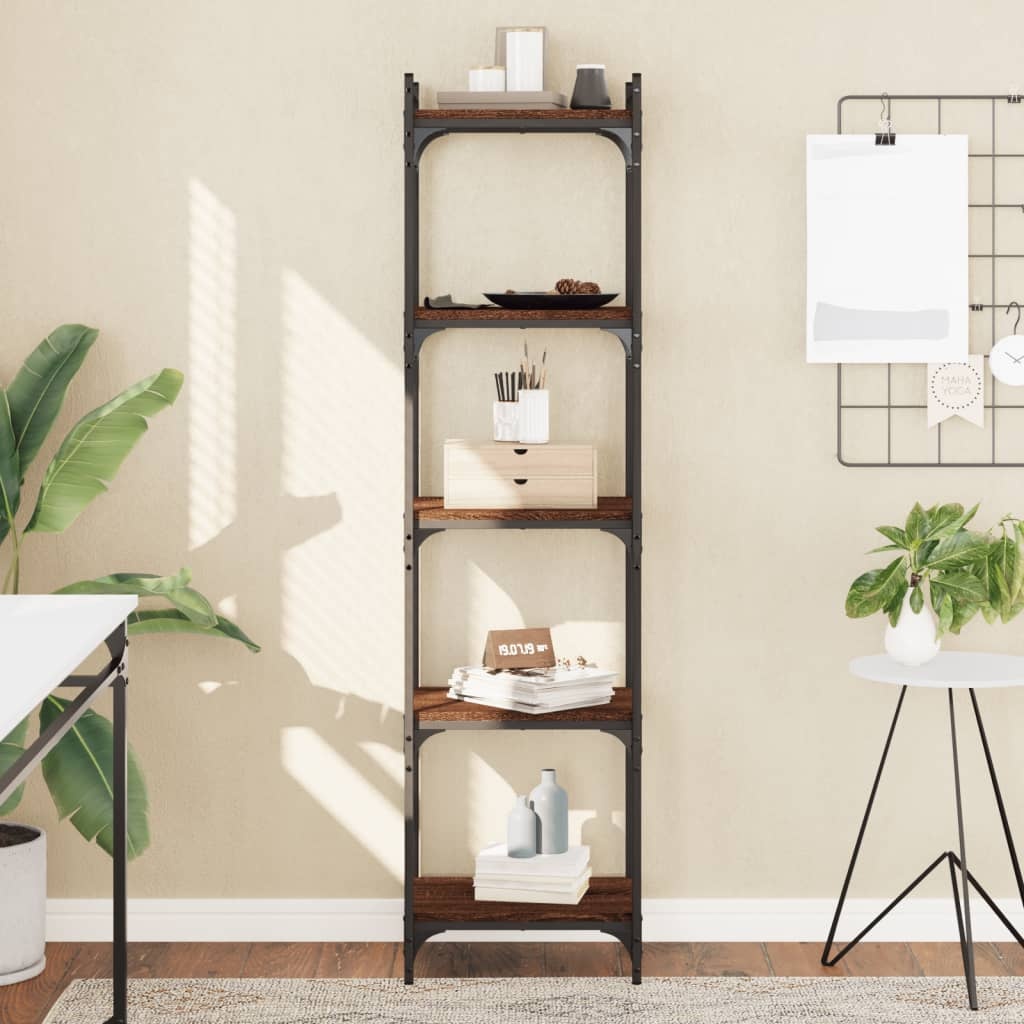 VidaXL Boekenkast 5-laags 40x30x154 cm bewerkt hout bruineikenkleurig