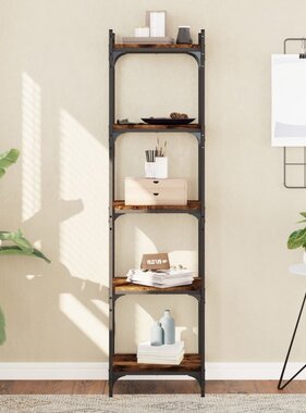 VidaXL Boekenkast 5-laags 40x30x154 cm bewerkt hout gerookt eikenkleur