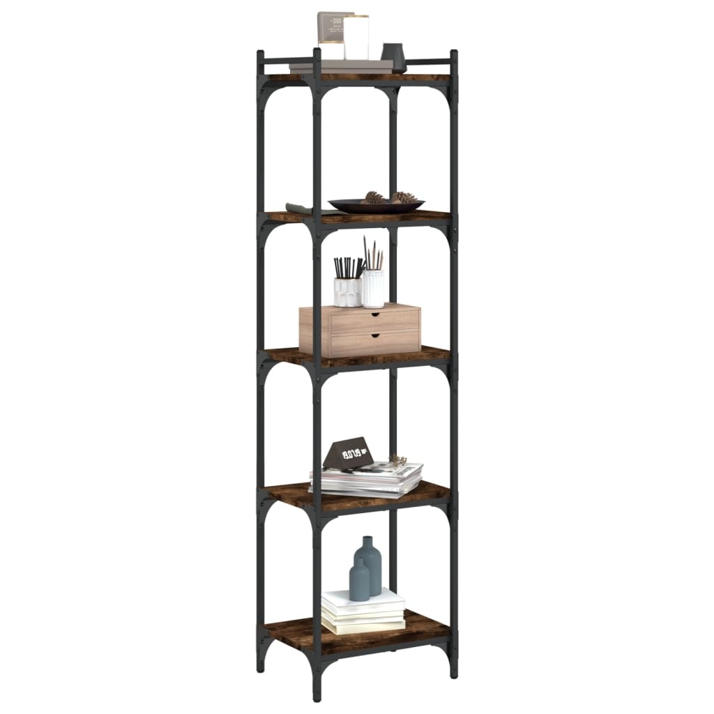 VidaXL Boekenkast 5-laags 40x30x154 cm bewerkt hout gerookt eikenkleur