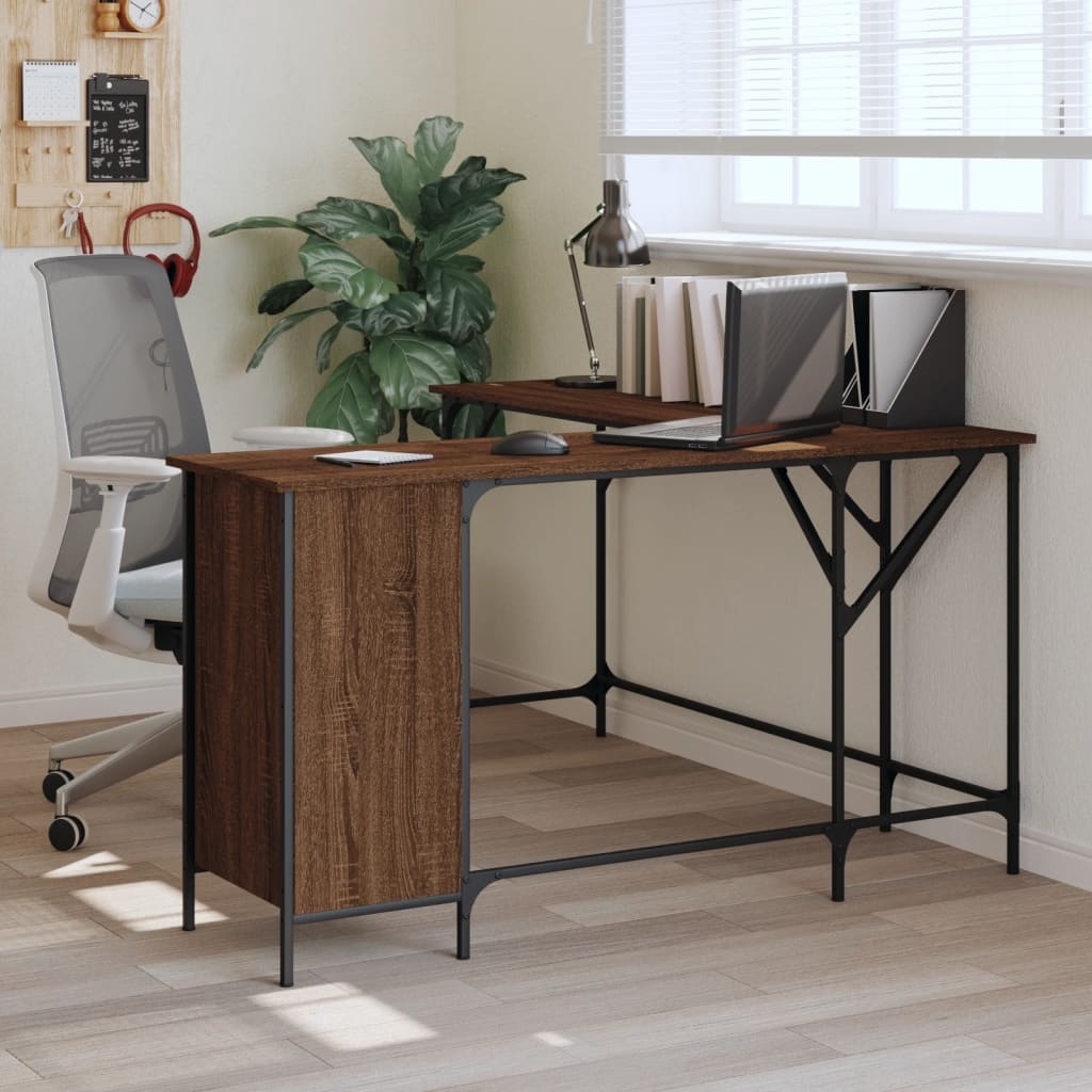 VidaXL Bureau 141x141x75 cm bewerkt hout bruineikenkleurig