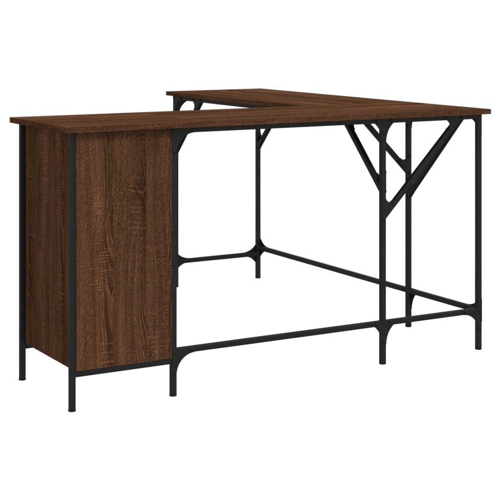 VidaXL Bureau 141x141x75 cm bewerkt hout bruineikenkleurig