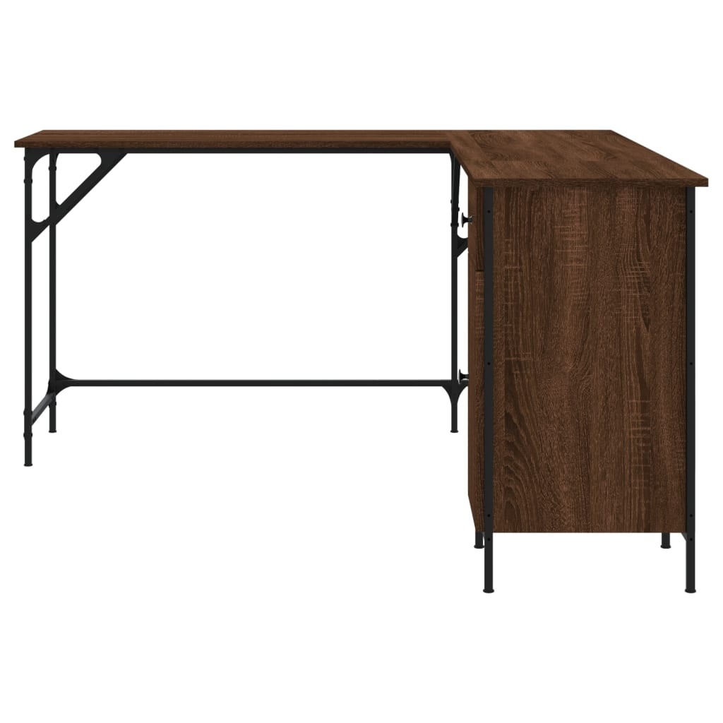 VidaXL Bureau 141x141x75 cm bewerkt hout bruineikenkleurig