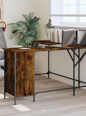 VidaXL Bureau 141x141x75 cm bewerkt hout gerookt eikenkleurig