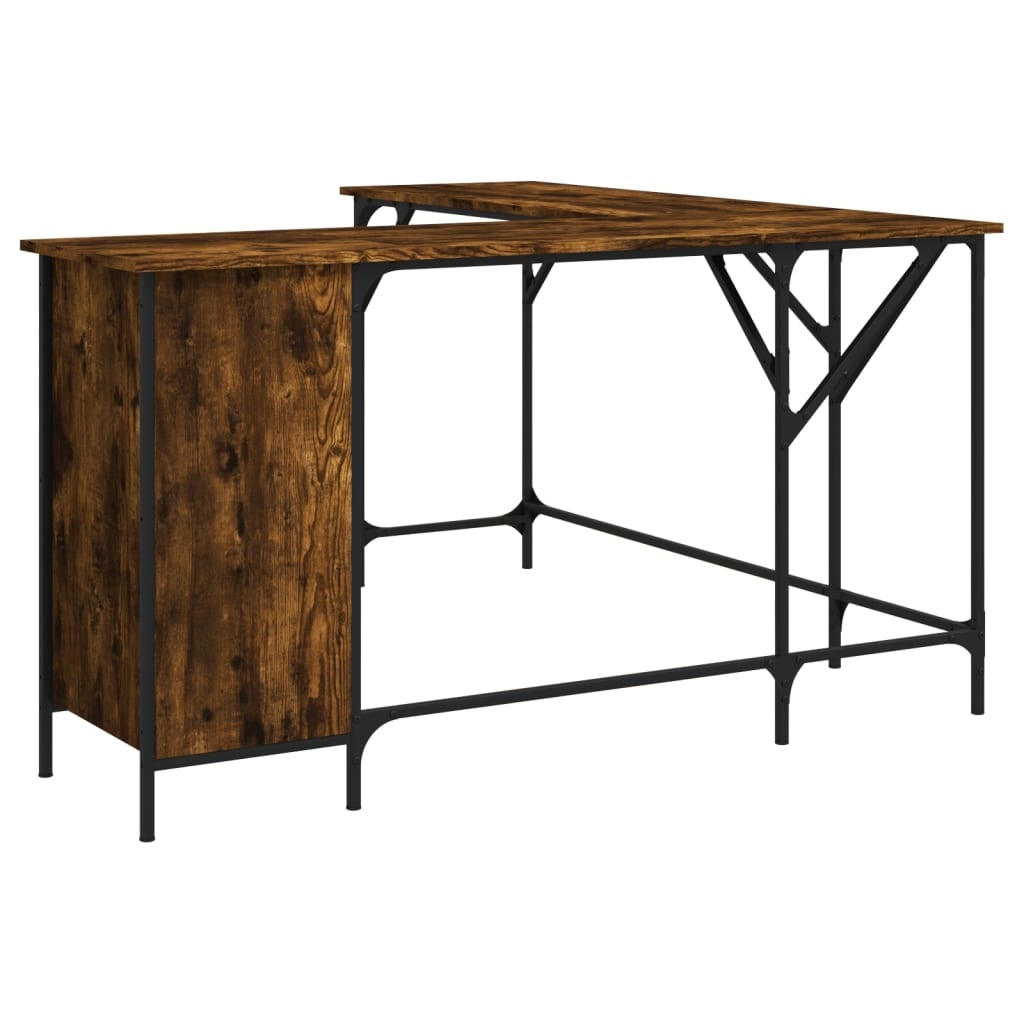 VidaXL Bureau 141x141x75 cm bewerkt hout gerookt eikenkleurig
