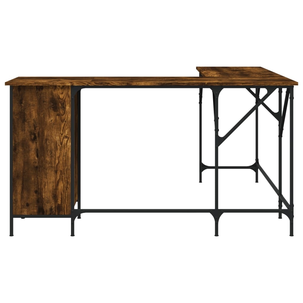 VidaXL Bureau 141x141x75 cm bewerkt hout gerookt eikenkleurig