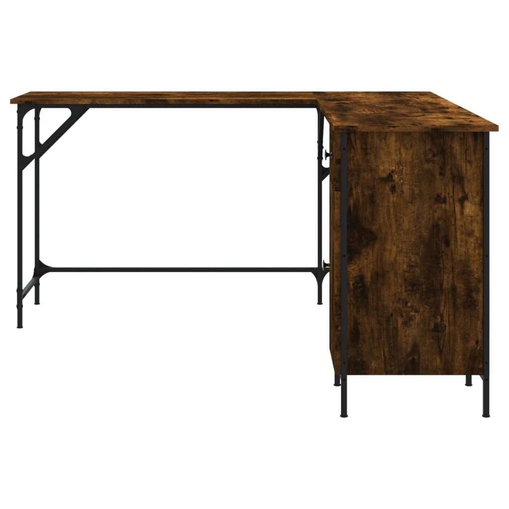 VidaXL Bureau 141x141x75 cm bewerkt hout gerookt eikenkleurig