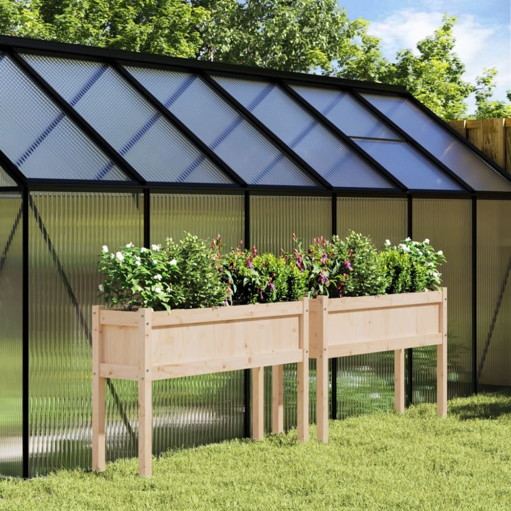 VidaXL Plantenbakken met poten 2 st massief grenenhout
