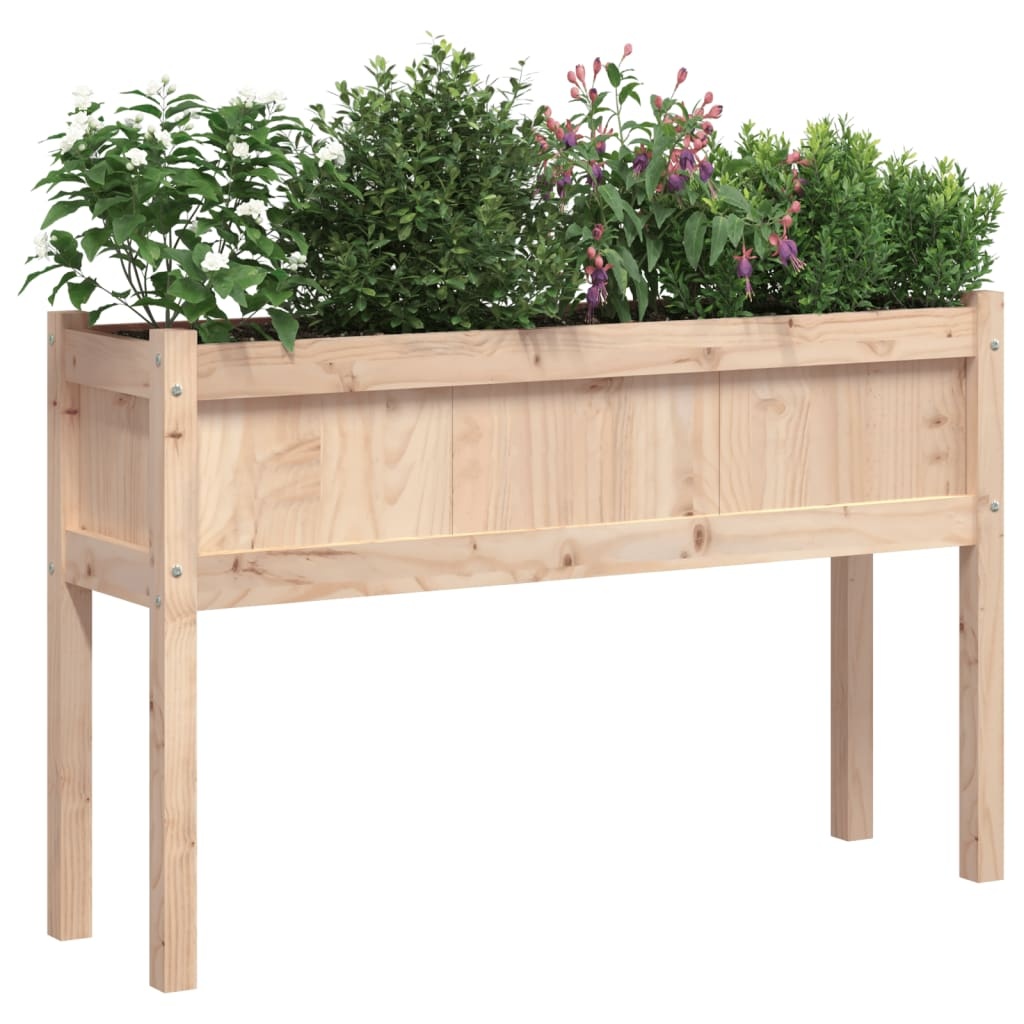 vidaXL Plantenbak met poten 110x31x70 cm massief grenenhout