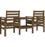 vidaXL Tuinbank met tafel 2-zits massief grenenhout honingbruin