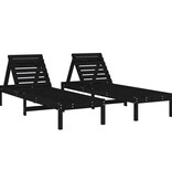 VidaXL Ligbedden 2 st 199,5x60x74 cm massief grenenhout zwart