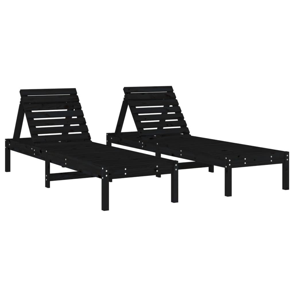 VidaXL Ligbedden 2 st 199,5x60x74 cm massief grenenhout zwart