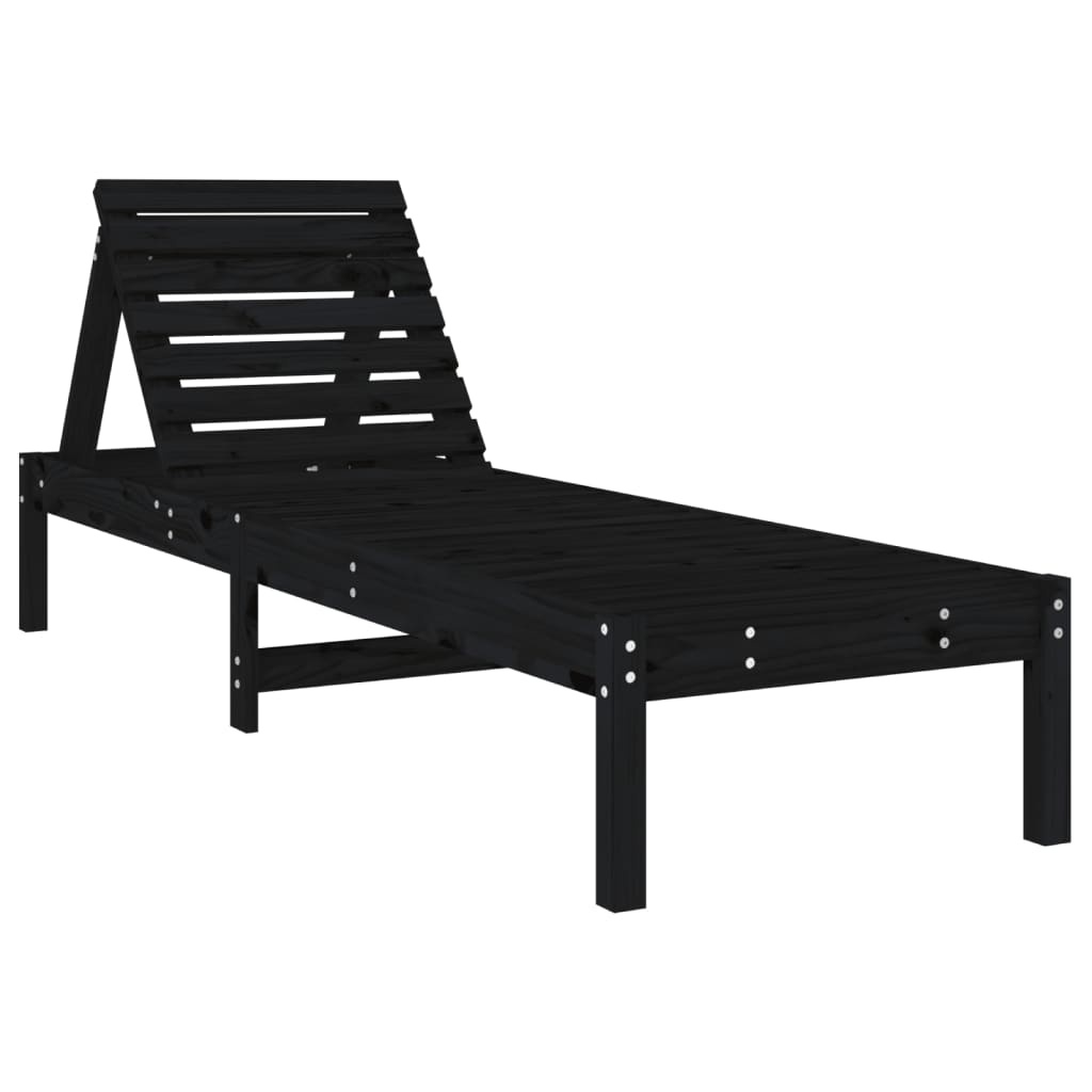 VidaXL Ligbedden 2 st 199,5x60x74 cm massief grenenhout zwart