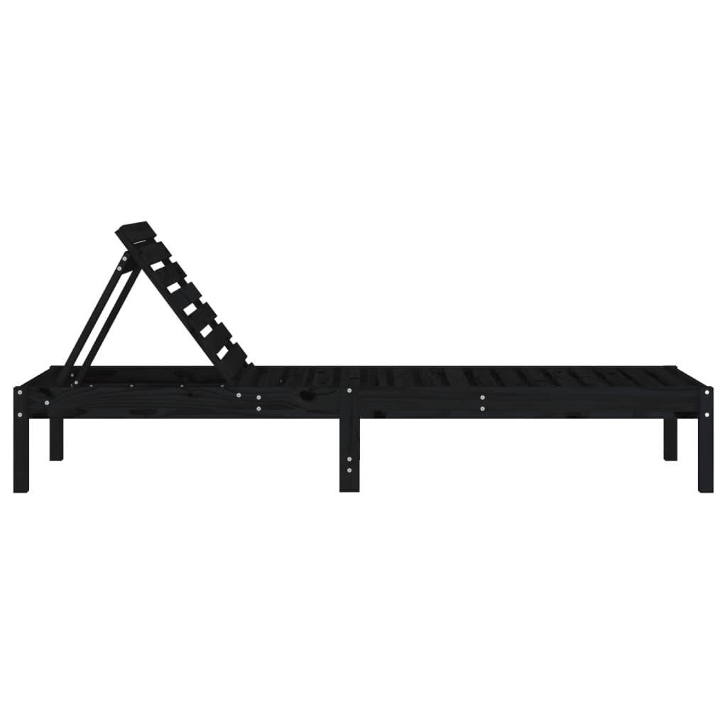 VidaXL Ligbedden 2 st 199,5x60x74 cm massief grenenhout zwart