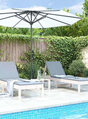 VidaXL Ligstoelen 2 st 199,5x60x74 cm massief grenenhout wit