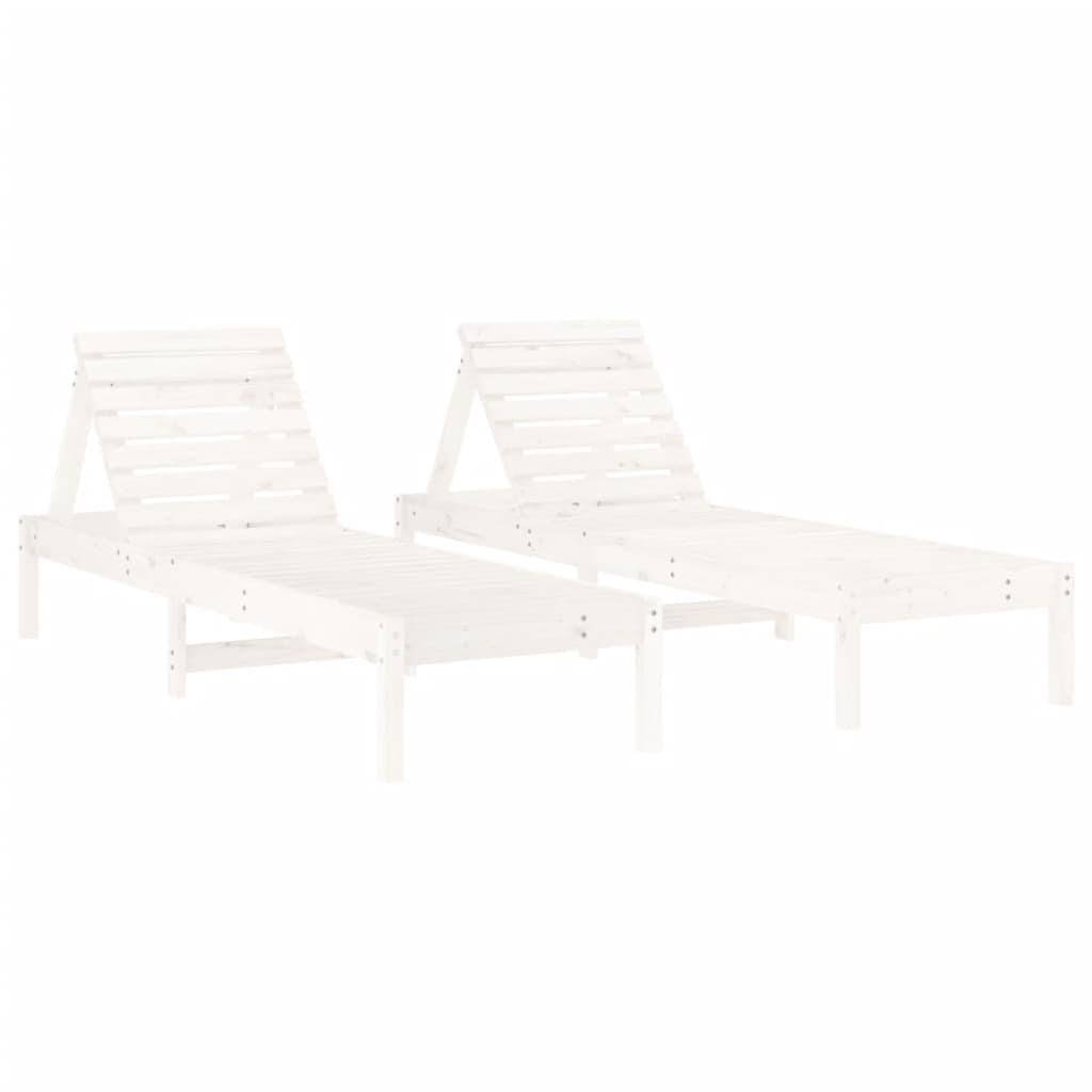 VidaXL Ligstoelen 2 st 199,5x60x74 cm massief grenenhout wit