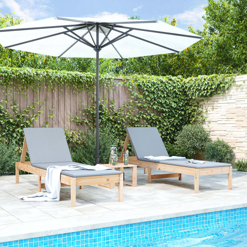 VidaXL Ligstoelen 2 st 199,5x60x74 cm massief grenenhout