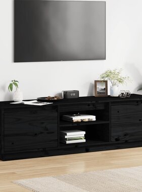 VidaXL Tv-meubel 140x35x40 cm massief grenenhout zwart