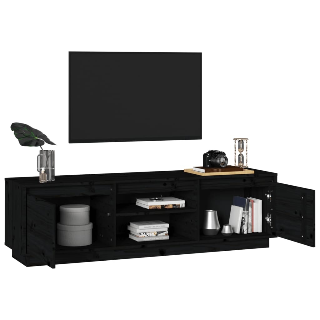 VidaXL Tv-meubel 140x35x40 cm massief grenenhout zwart
