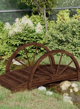 vidaXL Tuinbrug met half wiel 99x50x38 cm massief vurenhout