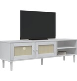vidaXL Tv-meubel SENJA 158x40x49 cm rattan-look massief grenenhout wit