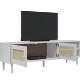 vidaXL Tv-meubel SENJA 158x40x49 cm rattan-look massief grenenhout wit