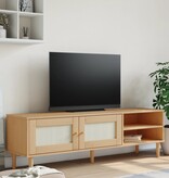vidaXL Tv-meubel SENJA 158x40x49 cm rattan-look grenenhout bruin