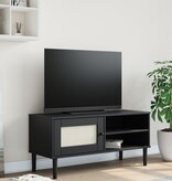 vidaXL Tv-meubel SENJA 106x40x49 cm rattan massief grenenhout zwart