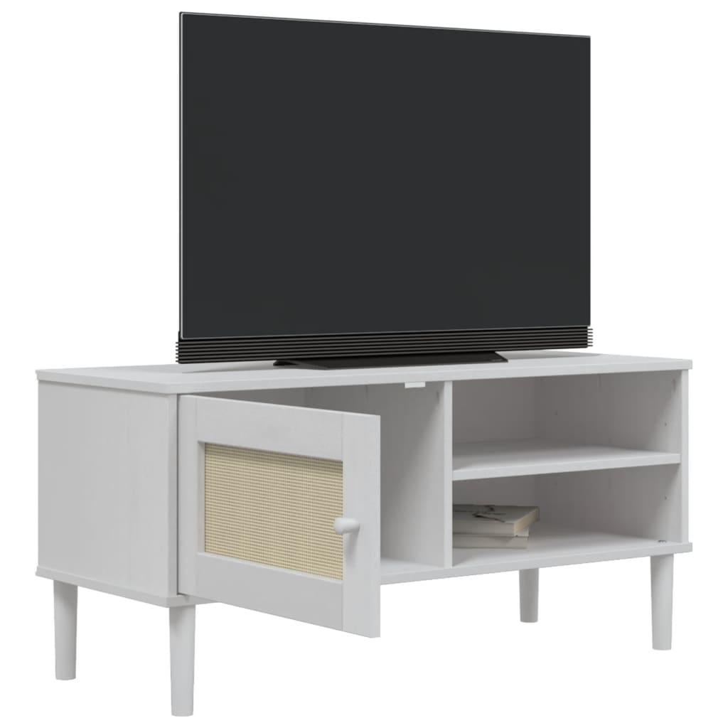 vidaXL Tv-meubel SENJA 106x40x49 cm rattan massief grenenhout wit