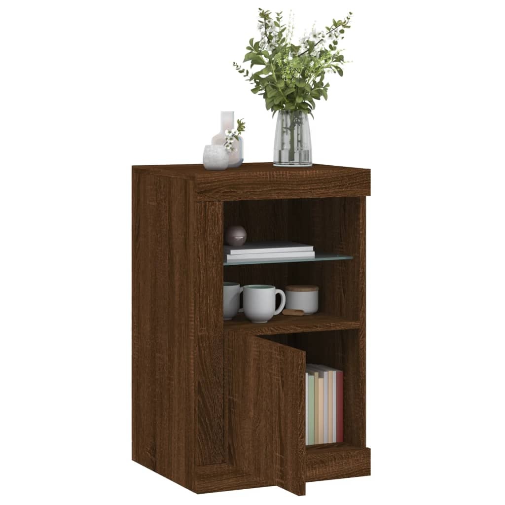 VidaXL Bijzetkastjes met LED 2 st bewerkt hout bruineikenkleurig