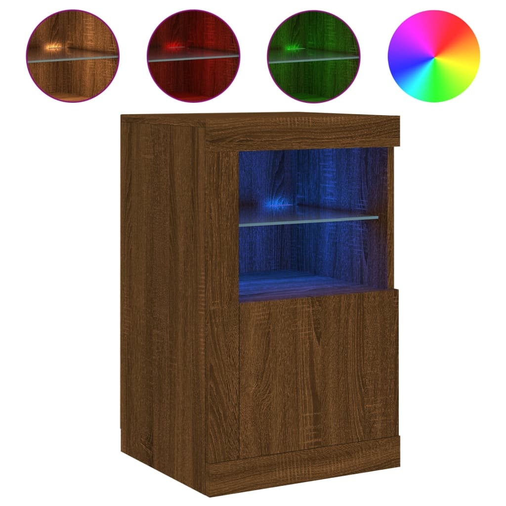 VidaXL Bijzetkastjes met LED 2 st bewerkt hout bruineikenkleurig