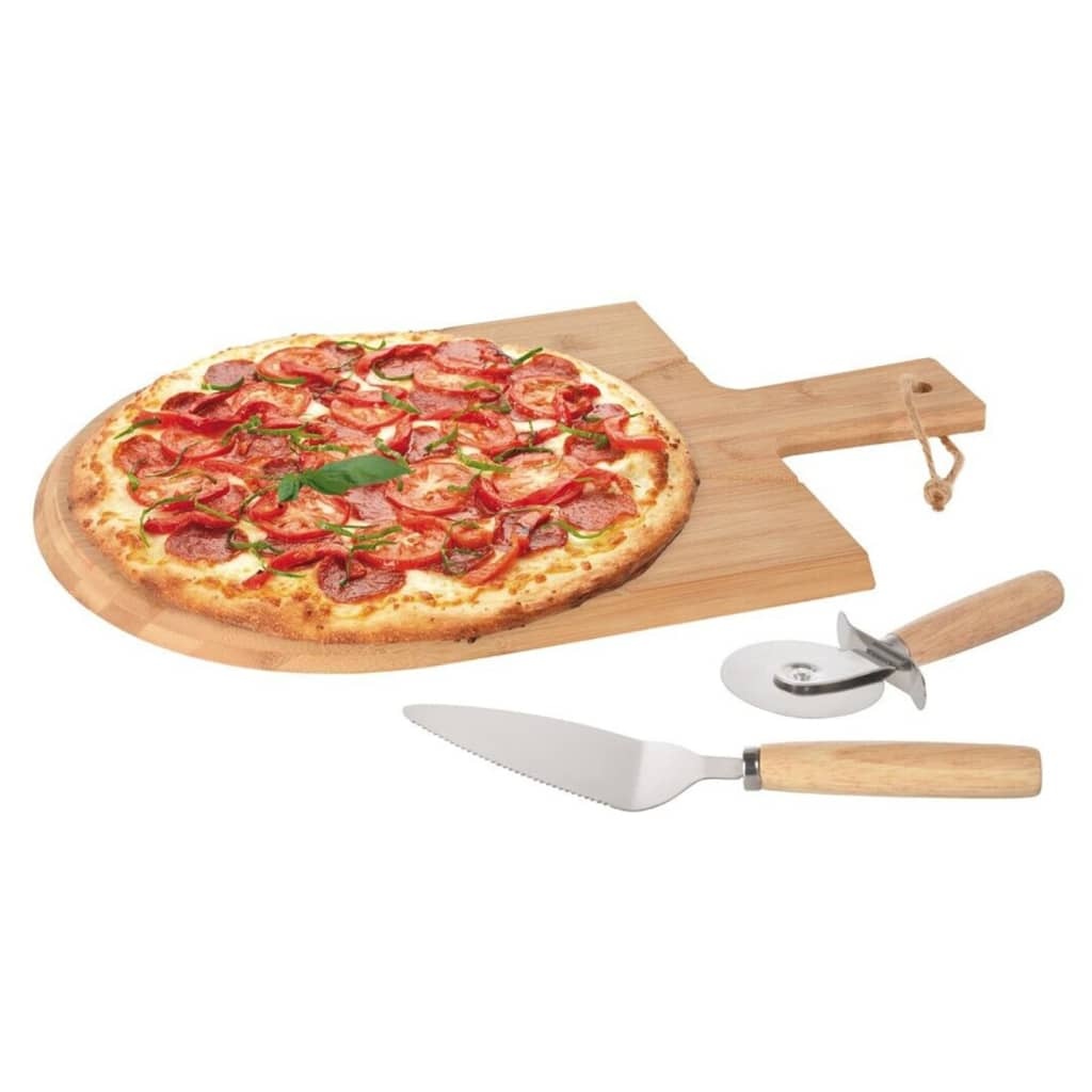 vidaXL 3-delige Pizzasnijset 43x30 cm bamboe