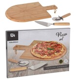 vidaXL 3-delige Pizzasnijset 43x30 cm bamboe