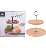 vidaXL Etagère 2-laags rond 16,5/21,5 cm bamboe