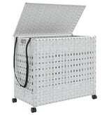 vidaXL Wasmand op wielen 66x35x60 cm rattan wit