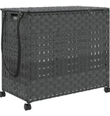 vidaXL Wasmand op wielen 66x35x60 cm rattan grijs